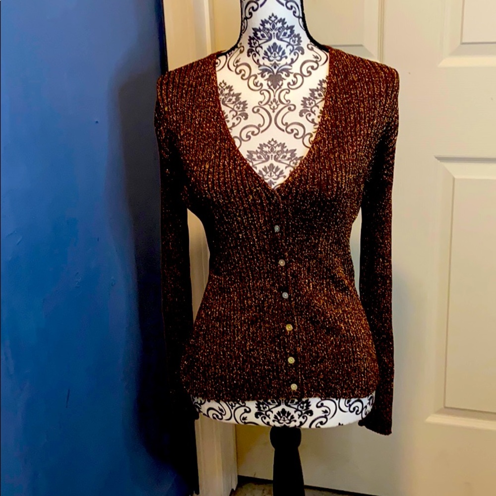 Joseph Allen Brown Glitter v-neck sweater!